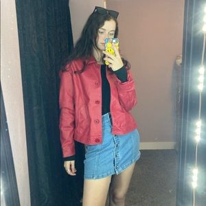 vintage red Faux leather jacket